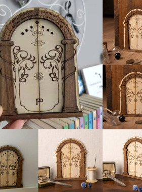 创意木质精灵门复古质朴小门 庭院花园装饰 微景观童话门