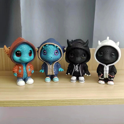 可爱恐龙摆件万圣节圣诞办公桌面创意树脂摆件布置戴帽小龙装饰品