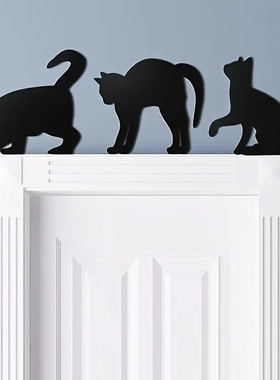 万圣节门框装饰可爱黑色猫咪 节日派对家居画框木质