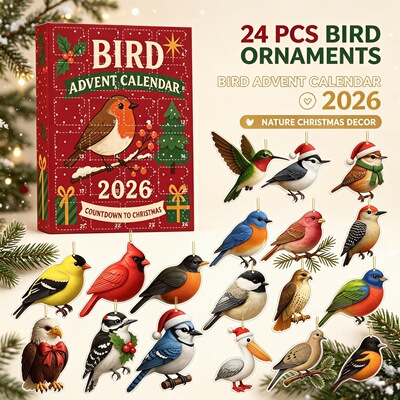 跨境热销Bird Advent Calendar 2026红鸟圣诞降临节日历挂件盲盒