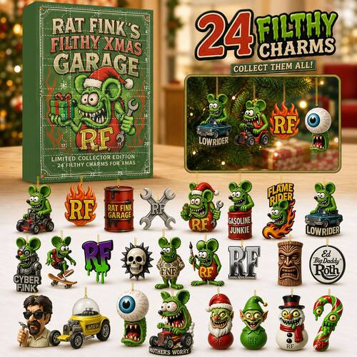 圣诞 Rat Fink老鼠芬克降临日历盲盒 24个复古改装车老鼠芬克挂件