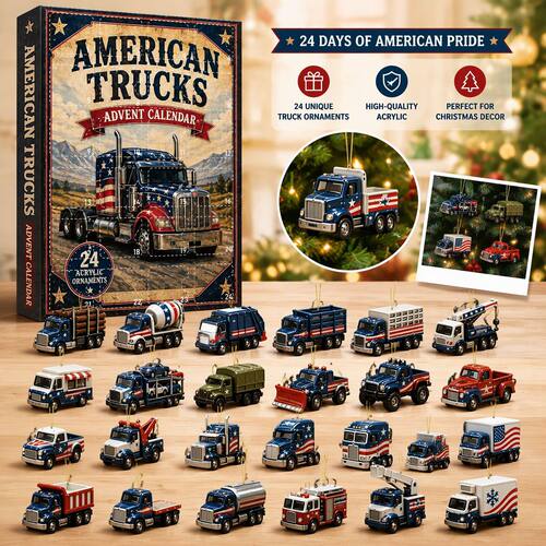 American Trucks 圣诞降临日历 24 款复古工程卡车吊饰