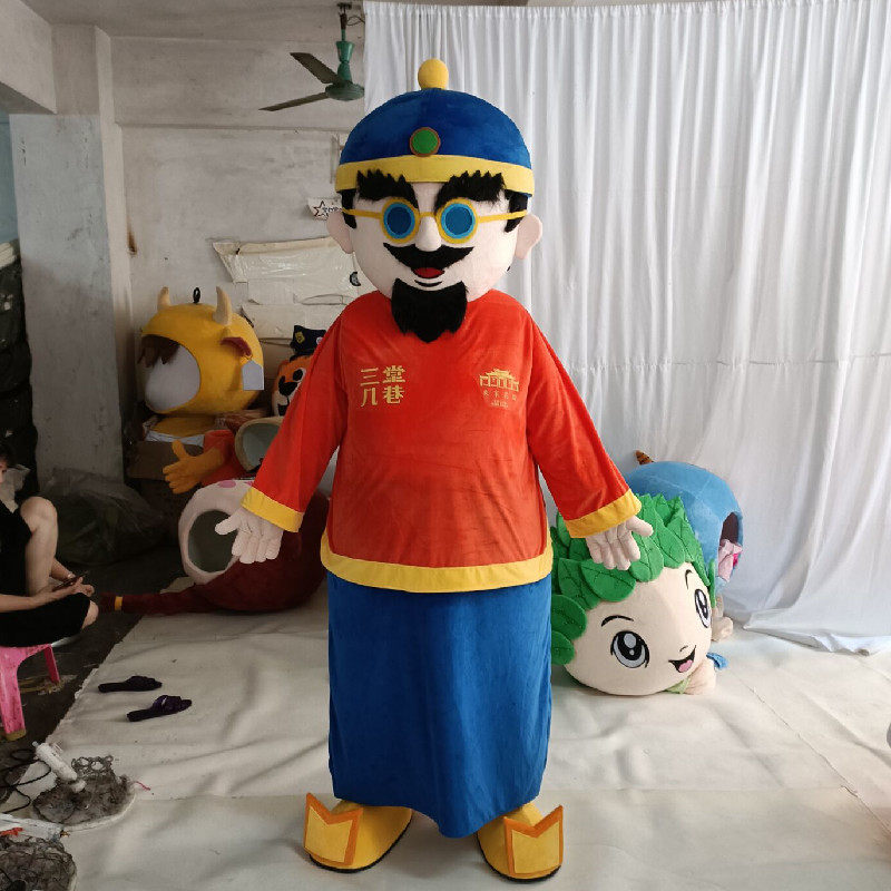 定做动漫古师爷土豪地主老爷掌柜毛绒行走表演卡通人偶衣服装巡演