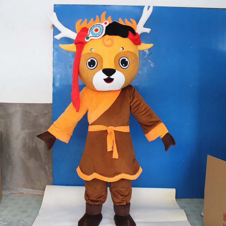 定制动漫小鹿神模型财神鹿穿头套表演梅花鹿演出巡演卡通人偶衣服