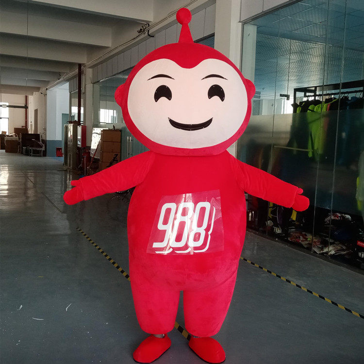 动漫红色胖墩墩天线娃娃无线电毛绒卡通人偶衣服装巡演服布偶定制