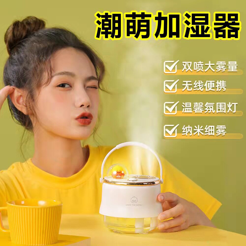 创意新款潮萌双喷口加湿器充电补加湿器