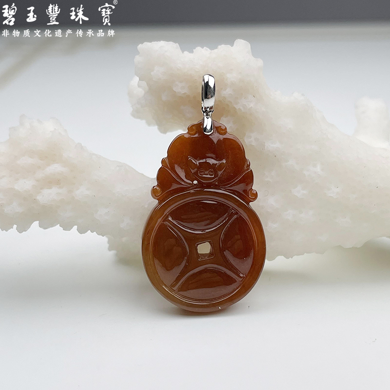 碧玉丰珠宝 18k金镶嵌天然缅甸翡翠 红翡福在眼前