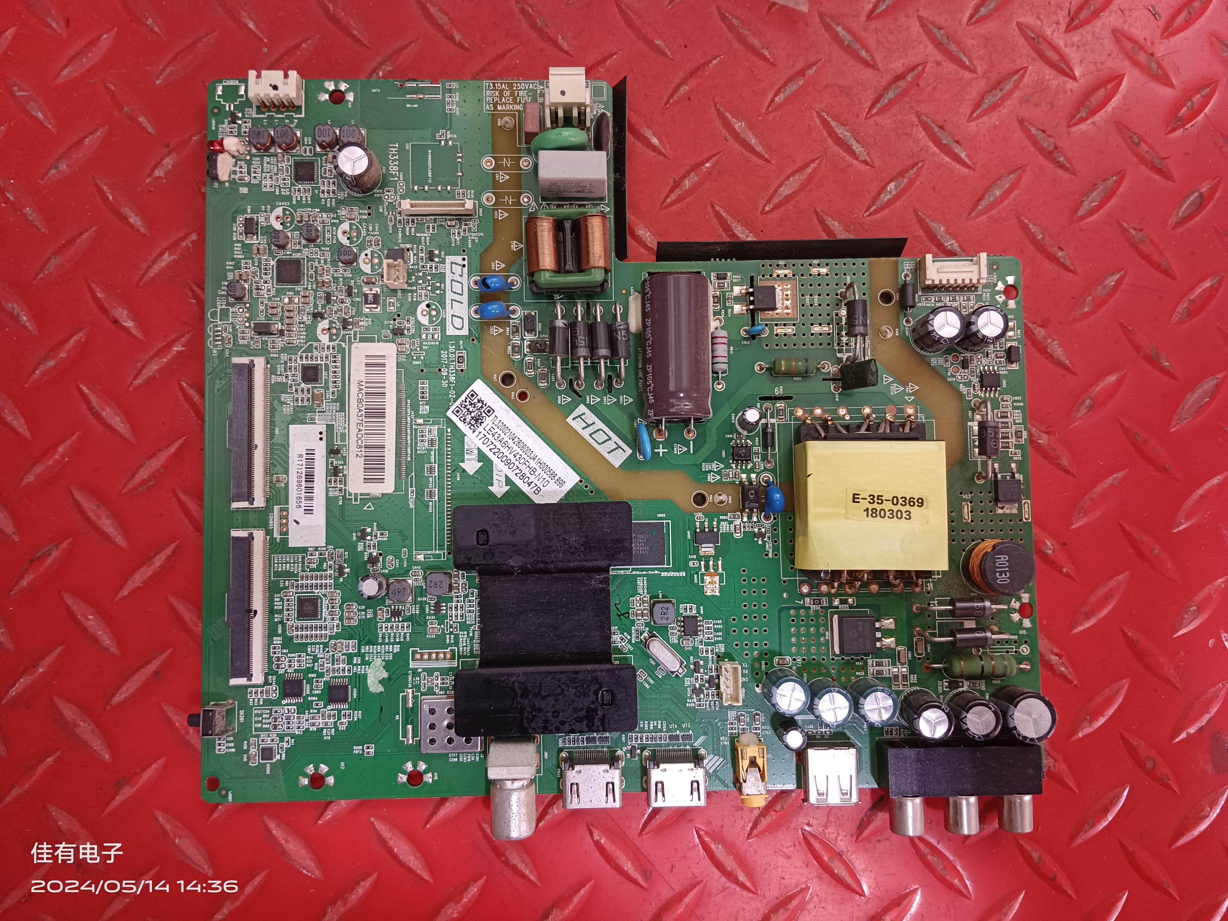 摩卡43A6电视机主板1.30.01.TH338F1-02-08屏BOEI430WU1
