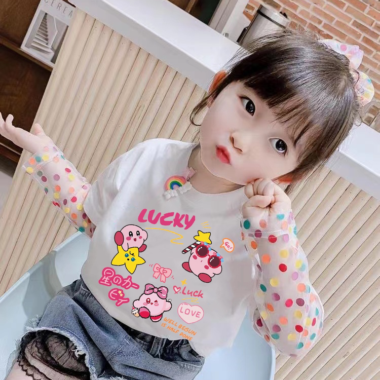 儿童蛋仔衣服夏天韩版宽松长袖t恤女童防晒袖上衣薄款夏装打底衫图片