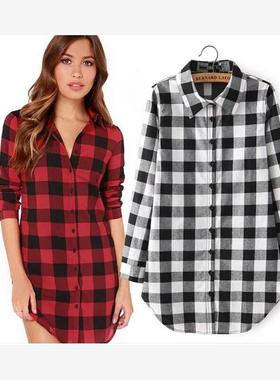 Women Plaid Winter Autumn Blouse Tops Girls Casual Shirts 女