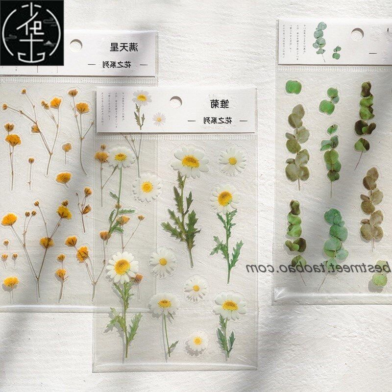 PET Stickers Flowers Leaves Plants Sticker for Scrapbooking