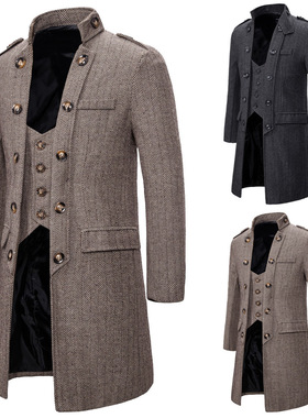 European yards long coat type men off two pieces of woolen