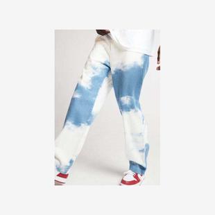 2020 new men's pants loose white washed straight denim trous