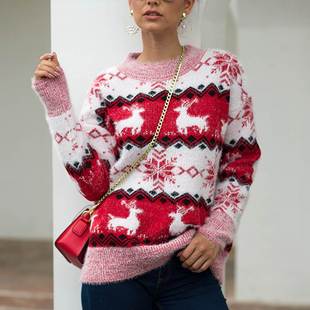 Winter neck Women Tops Sweaters Pullover Soft Christmas