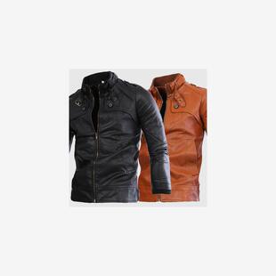 Autumn new jacket men water locomotive leather coat 男皮外套