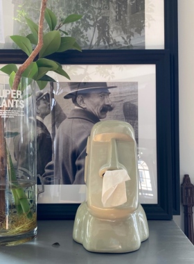 livingbank奶白绿石像纸巾盒韩国复古搞怪抽纸盒小众独家民宿摆件