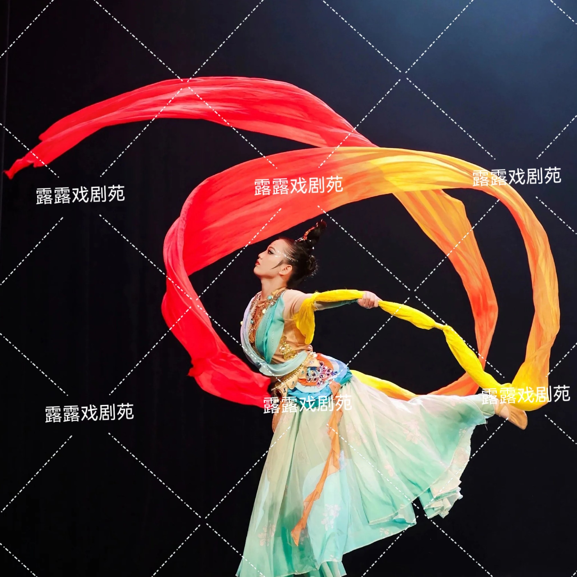 李玉刚飞天舞真丝彩绸长绸舞蹈彩绸带棒儿童彩带丝带敦煌舞蹈飘带