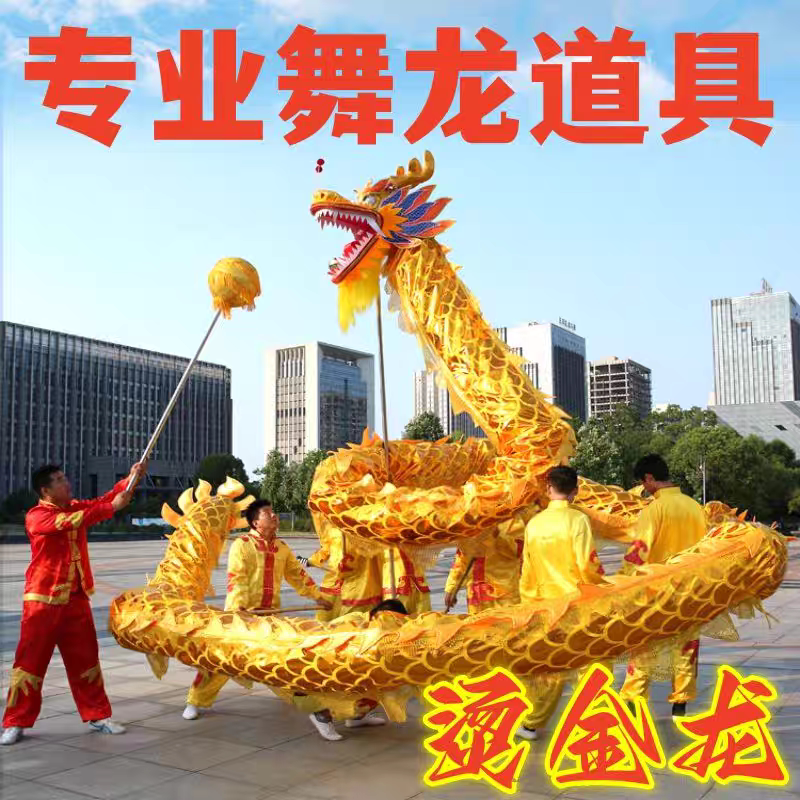 舞龙舞狮道具七彩龙灯烫金龙印花舞龙灯光龙社火道具二月二龙抬头