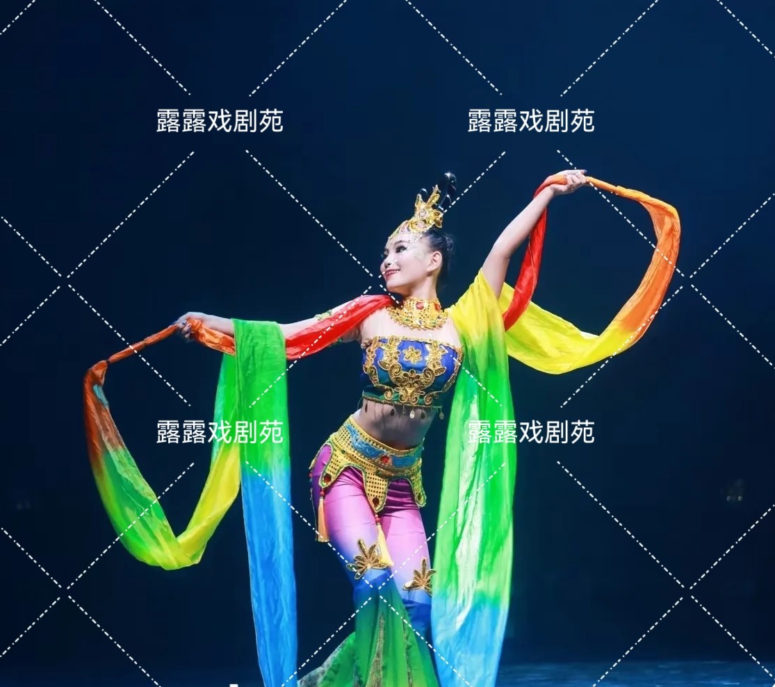 李玉刚飞天舞真丝彩绸长绸舞蹈彩绸带棒儿童彩带丝带敦煌舞蹈飘带