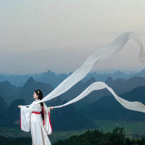 汉服披帛一梦惊鸿舞蹈配饰飘逸仿真丝古装超仙飘带敦煌飞天披帛