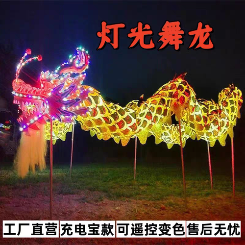 舞龙灯道具灯光龙南龙北龙舞龙春节龙头表演九节龙整套舞狮烫金龙