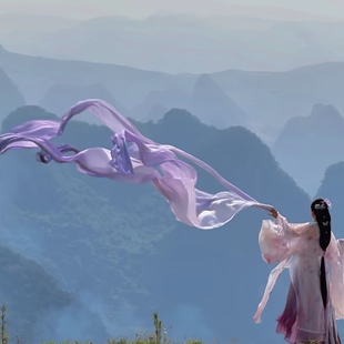 汉服披帛一梦惊鸿舞蹈配饰飘逸仿真丝古装超仙飘带敦煌飞天披帛