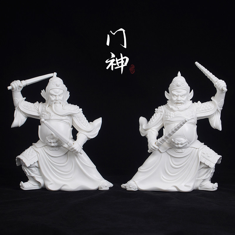 白瓷门神哼哈二将家用供奉摆件