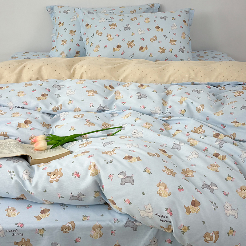 真新疆全棉四件套纯棉被罩床单人床上用品三件套学生宿舍被套床笠