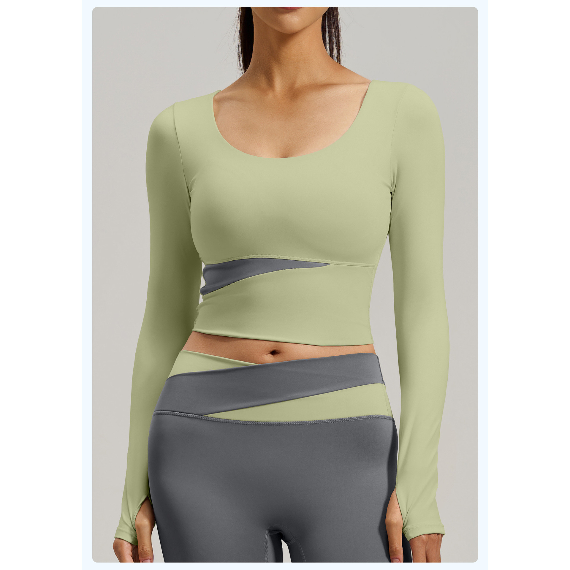 瑜伽服女春夏新款短袖长裤套装带胸垫背心健身运动服大码长袖上衣