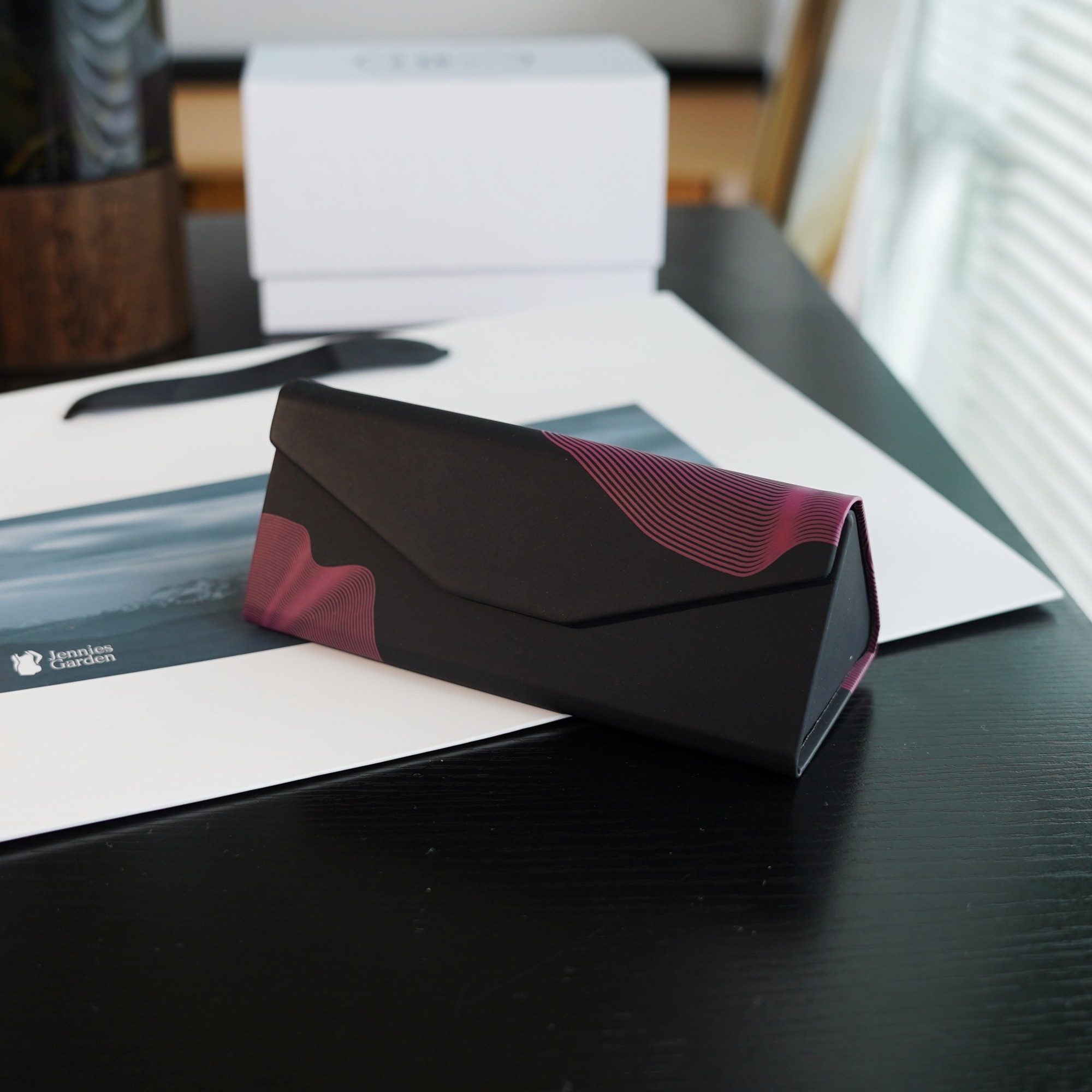 太阳眼镜盒三角型可折叠金银两色年轮近视眼镜镜盒墨镜平光眼镜盒