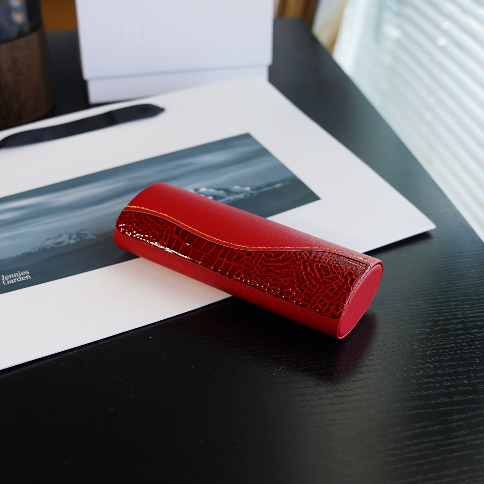 手工皮革时尚个性蛇纹眼镜盒