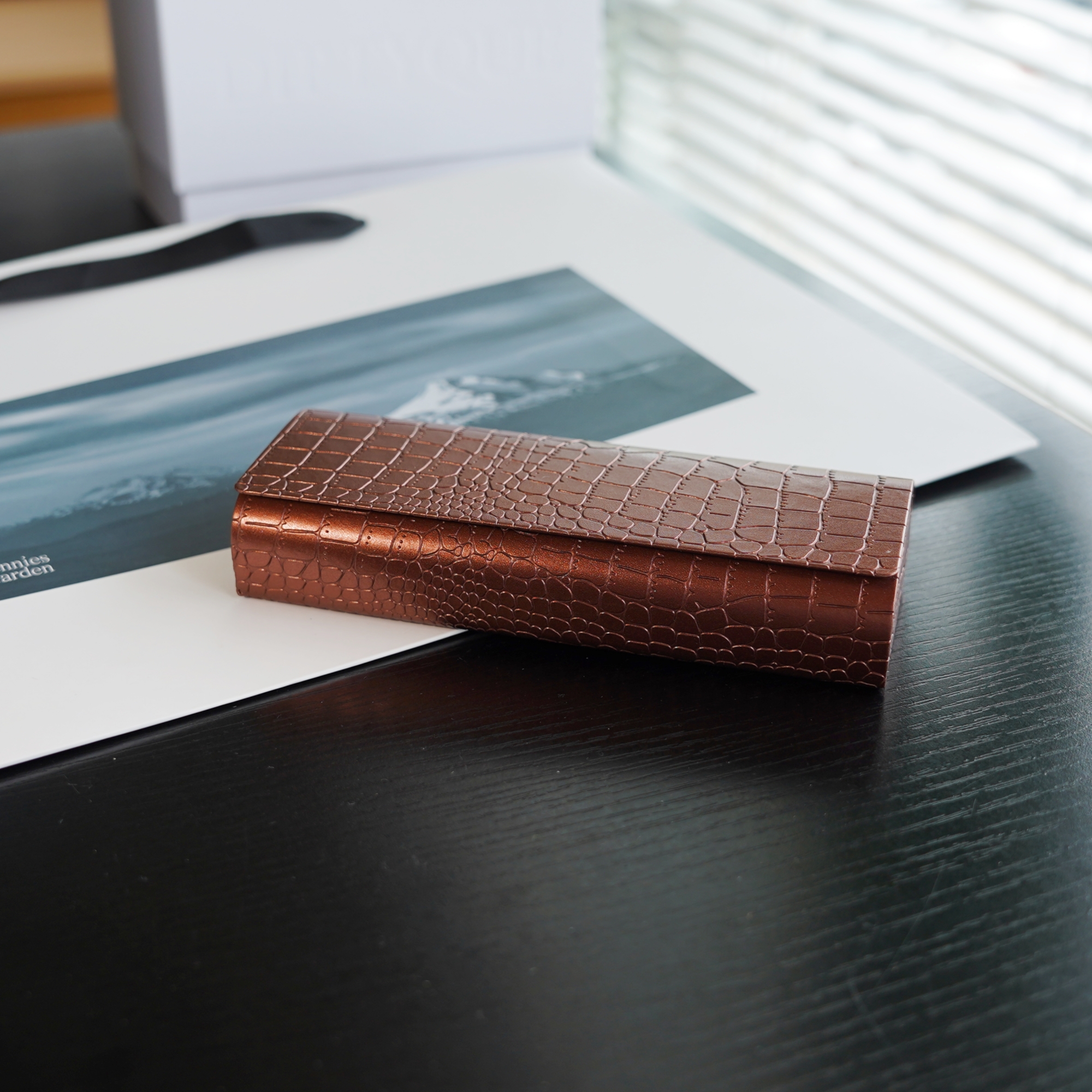 ins手工个性鳄鱼纹眼镜盒