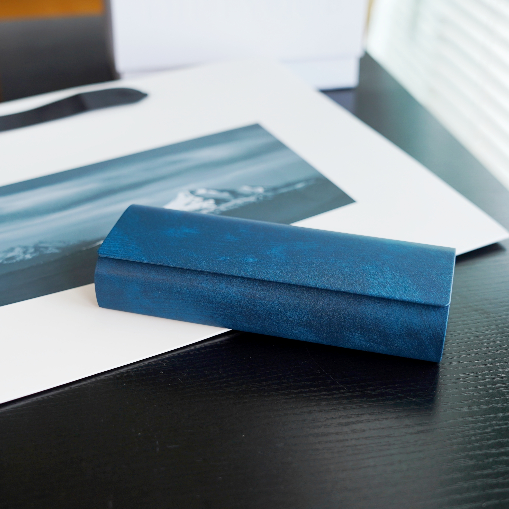 纯色仿羊巴纹小清新便携眼镜盒