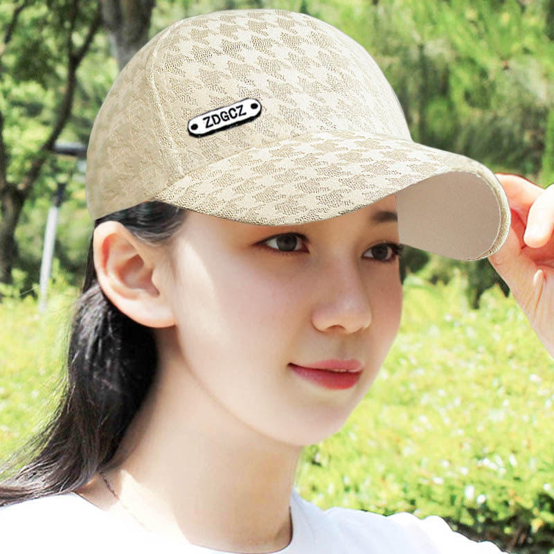 帽子女洋气百搭鸭舌帽春夏新款千鸟格防晒棒球帽韩版可调节遮阳帽图片