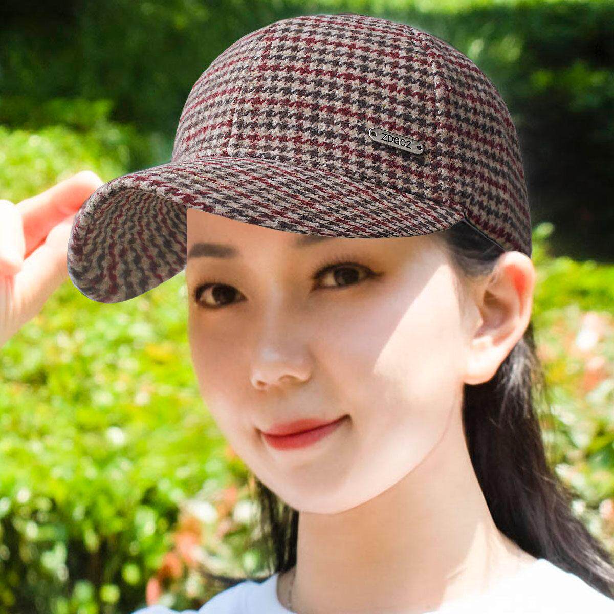 千鸟格棒球帽女时尚百搭防晒鸭舌帽户外头部防护帽新款春秋季遮阳图片
