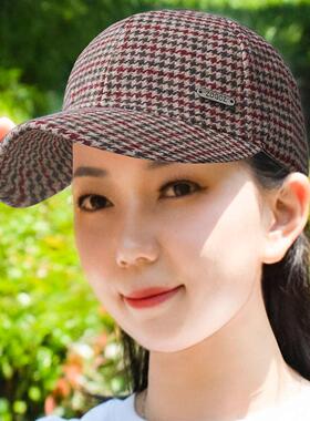 千鸟格棒球帽女时尚百搭防晒鸭舌帽户外头部防护帽新款春秋季遮阳