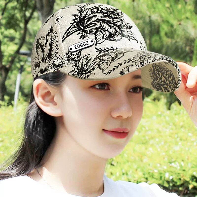 帽子女韩版百搭鸭舌帽夏季中国风洋气棒球帽户外可调节防晒遮阳帽图片
