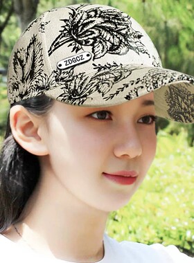 帽子女韩版百搭鸭舌帽夏季中国风洋气棒球帽户外可调节防晒遮阳帽