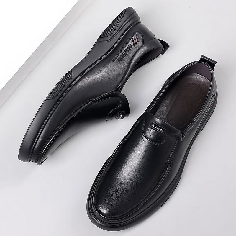 大码45 46 47 48男鞋商务职业皮鞋男士真皮套脚软皮大号中老年鞋