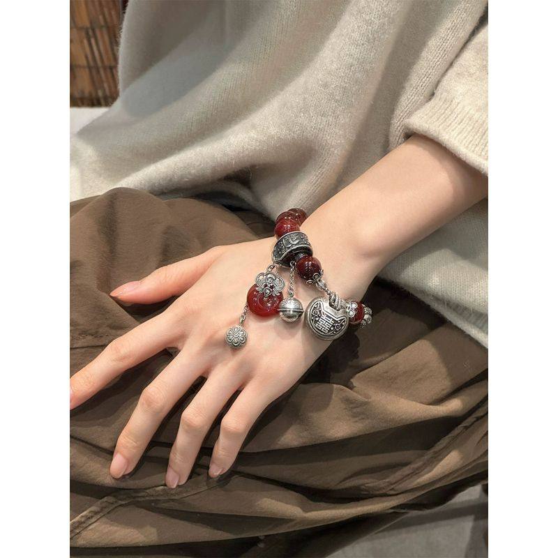 「喜乐」圆珠平安扣弹力手串女新饰品红色古风新中式潮流复古流苏,饰品/流行首饰/时尚饰品新,手饰/手串,淘宝优惠券,粉丝福利购,淘宝优惠卷