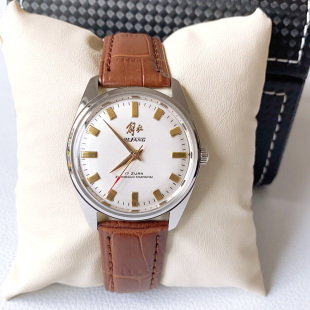 老库存 上海国产腕表解放上弦手表男女士机械手表钢带真皮表带正品
