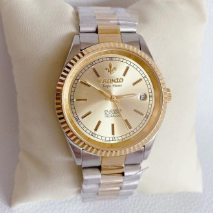 瑞士百浪多库存机械男士 全钢自动间金夜光防水镀金壳透底机芯腕表