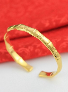 金满多女生竹叶久不掉色黄铜手镯