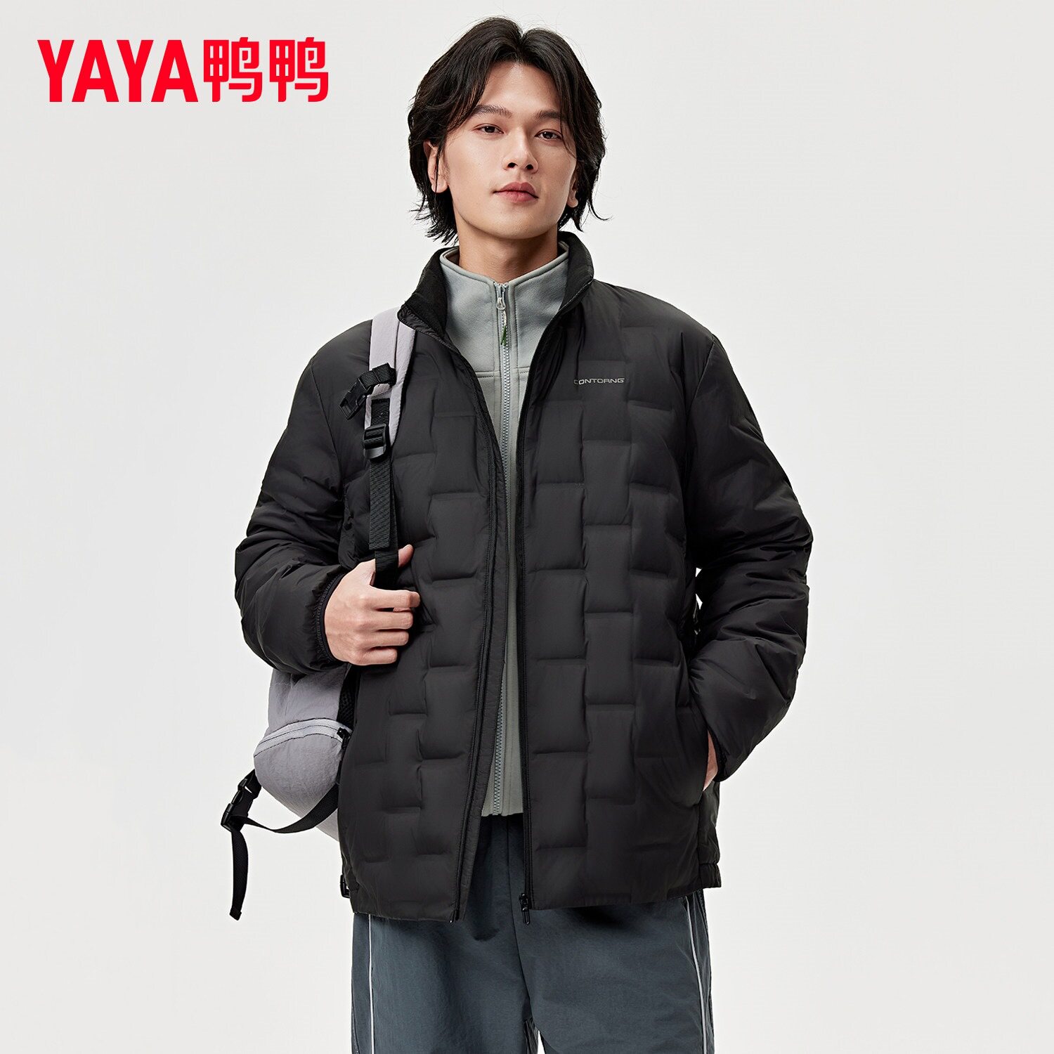 鸭鸭轻薄羽绒服男女冬季立领保暖内外穿冲锋衣羽绒内胆鸭绒外套S