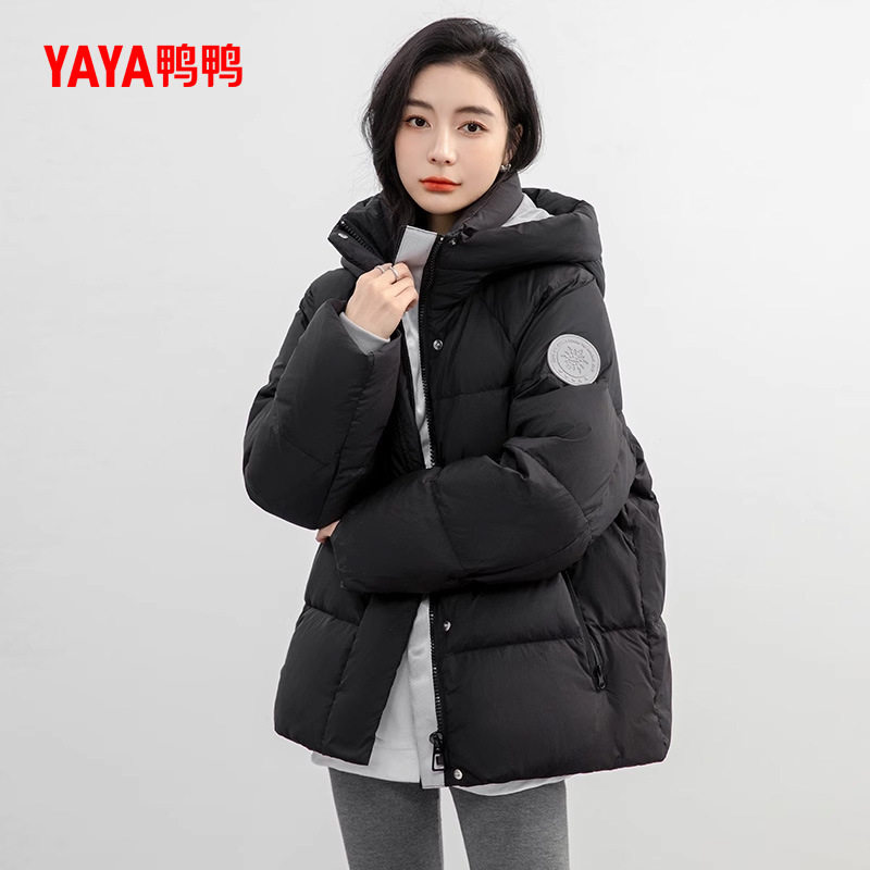 鸭鸭羽绒服女士冬季新品短款黑色韩版保暖90鸭绒面包服厚外套