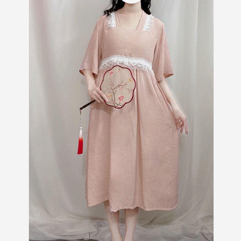 汉墨记睡衣汉服天丝竹纤维套头汉元素齐胸半袖连衣裙家居服睡裙夏