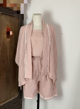 汉墨记睡衣天丝家居服汉服汉元素纤维纯色对交穿半袖短衫内搭日常