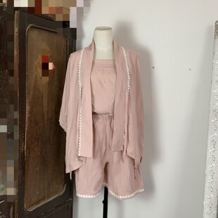 内搭日常 短衫 汉墨记睡衣天丝家居服汉服汉元 素纤维纯色对交穿半袖