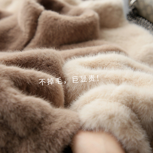 不掉毛，巨显贵！环保水貂毛~保暖立领毛绒皮毛一体外套女秋冬新