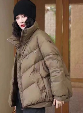 2025新款韩版宽松百搭高端羽绒服女轻薄白鸭绒立领小个子外套反季